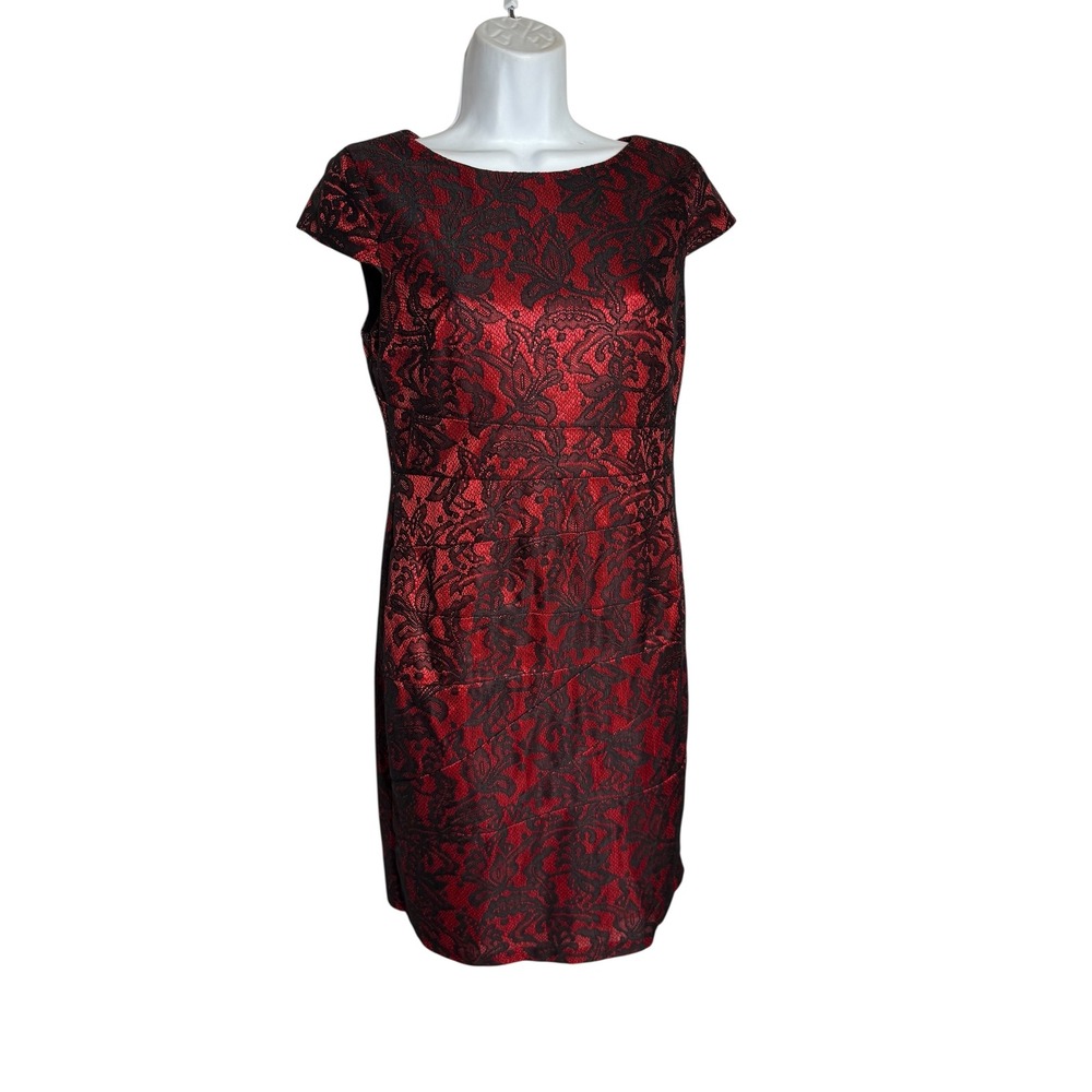 ALYX Petite Dress‎ Size 8 Petite Red & Black Lace Cocktail Party Dress ❤️🖤❤️